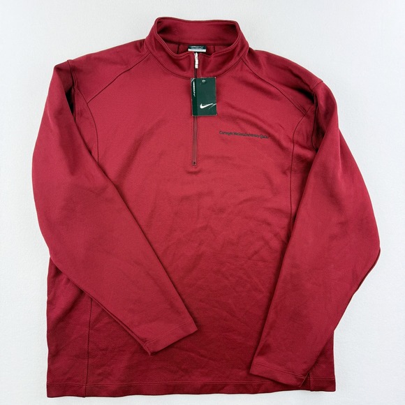 New‎ NIKE GOLF 1/4 Zip Sweater Mens XXL Burgundy Carnegie Mellon Logo Pullover - Picture 1 of 8